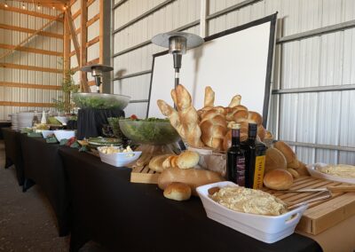 Bread and Salad Bar at a farm wedding